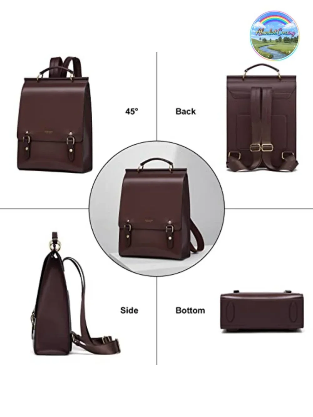 Genuine Leather Backpack Purse Travel Shoulder Bag with Detachable Strap